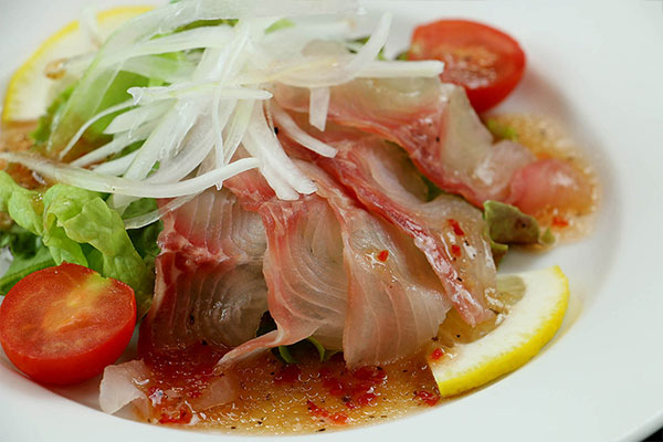 鯉のあらいのカルパッチョ　carp of carpaccio